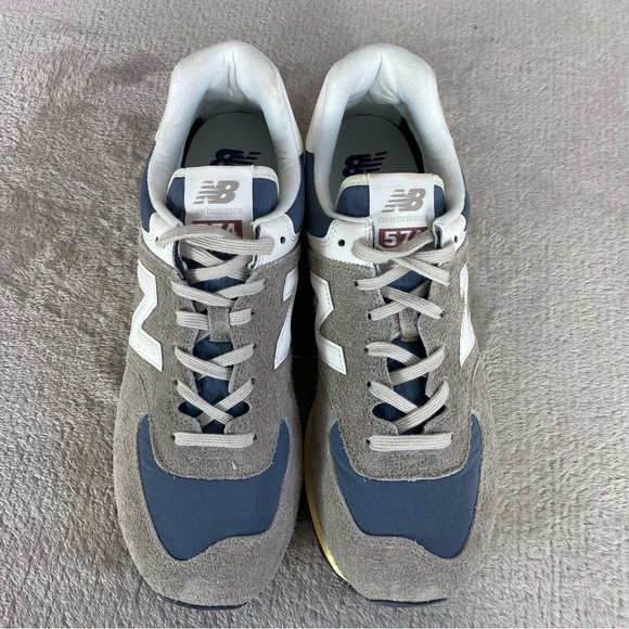 New Balance 574 Shoes Mens Size 11.5 Gray Blue Suede Low Top Sneakers NEW - Picture 8 of 11